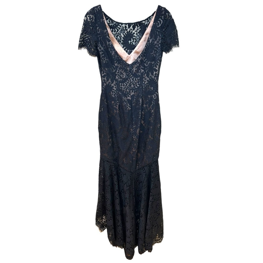 Theia - Women’s Lace, High-Low Mermaid Maxi Gown, Evening - Navy Blue, Size 0 - Picture 4 of 17